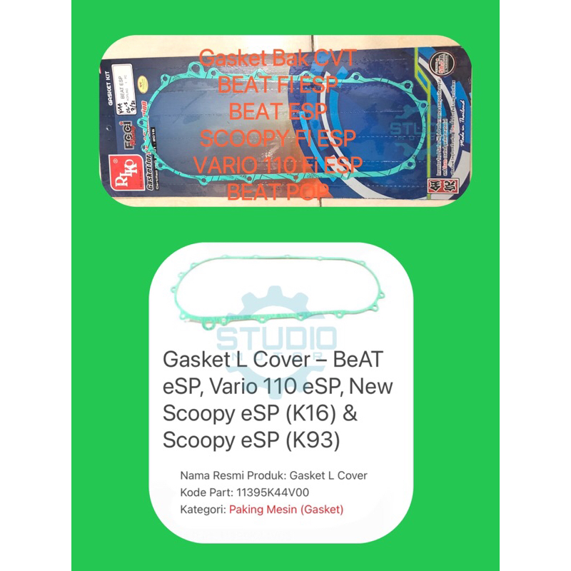 Gasket Perpak Paking Bak Cvt  Beat Fi ESP Stater Halus K25 K44 Scoopy FI ESP Vario 110 Fi ESP BEAT POP 11395K44V00 Merek Riko