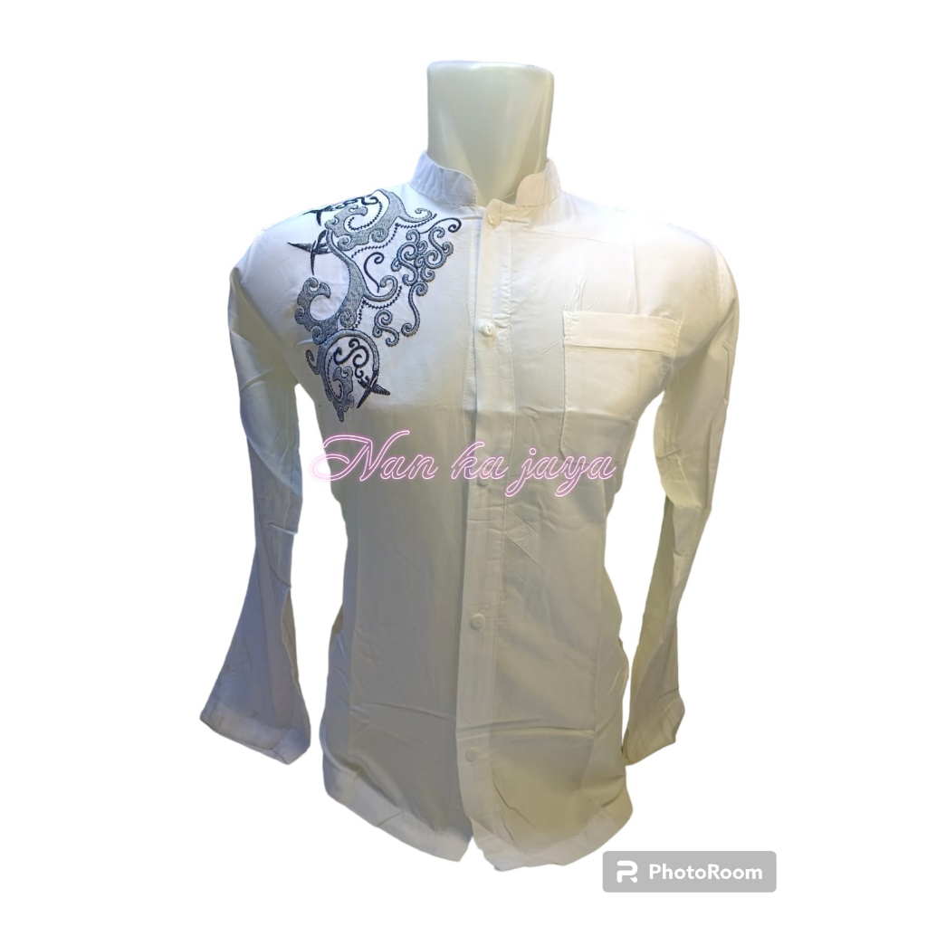 Baju koko pria dewasa lengan panjang putih bersih