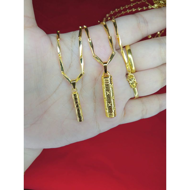 kalung padi bambu 60cm dan 75cmlapis emas 24k