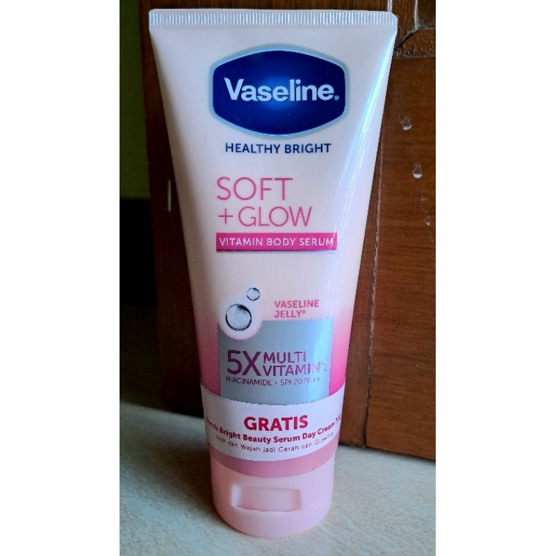 VASELINE HEALTY BRIGHT - SOFT AND GLOW - 180ml - GRATIS PONDS BRIGHT BEAUTY SERUM DAY CREAM 7,5g