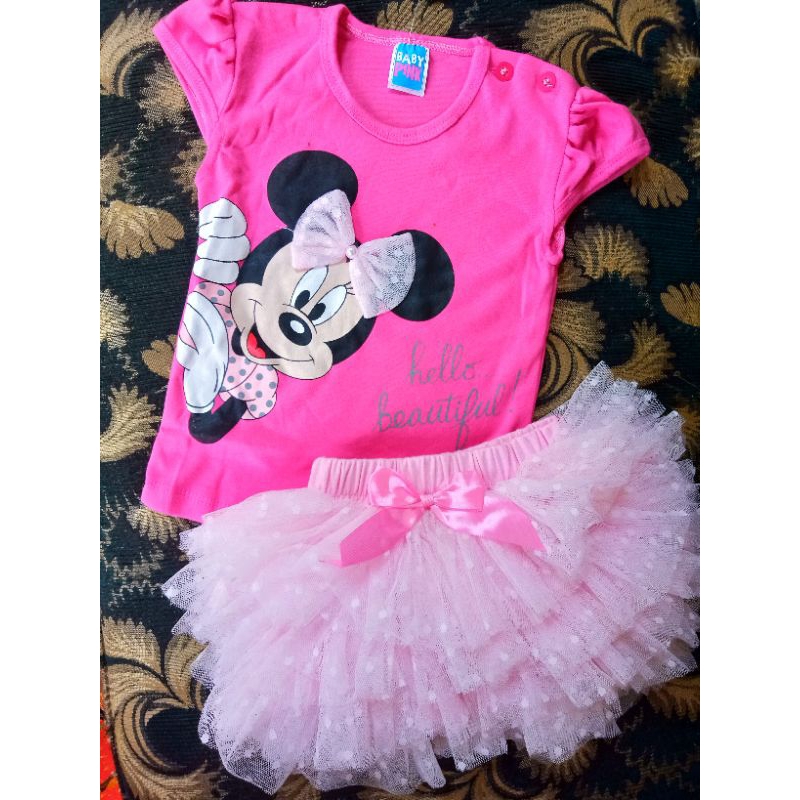 [0-18 bulan] SETELAN ROK TUTU GOTIK ANAK &amp; BAYI MERK BABYPINK / SETELAN ROK TUTU PETIT BAYI