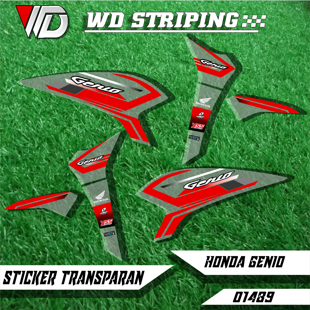 01489 sticker striping transparan sepeda motor honda genio