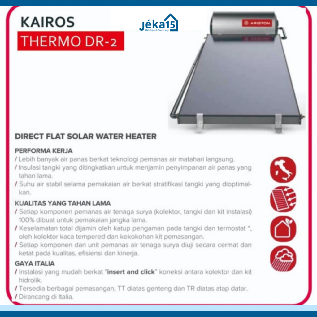 KAIROS THERMO DR | PEMANAS AIR TENAGA SURYA | SOLAR ARISTON WATER HEATER