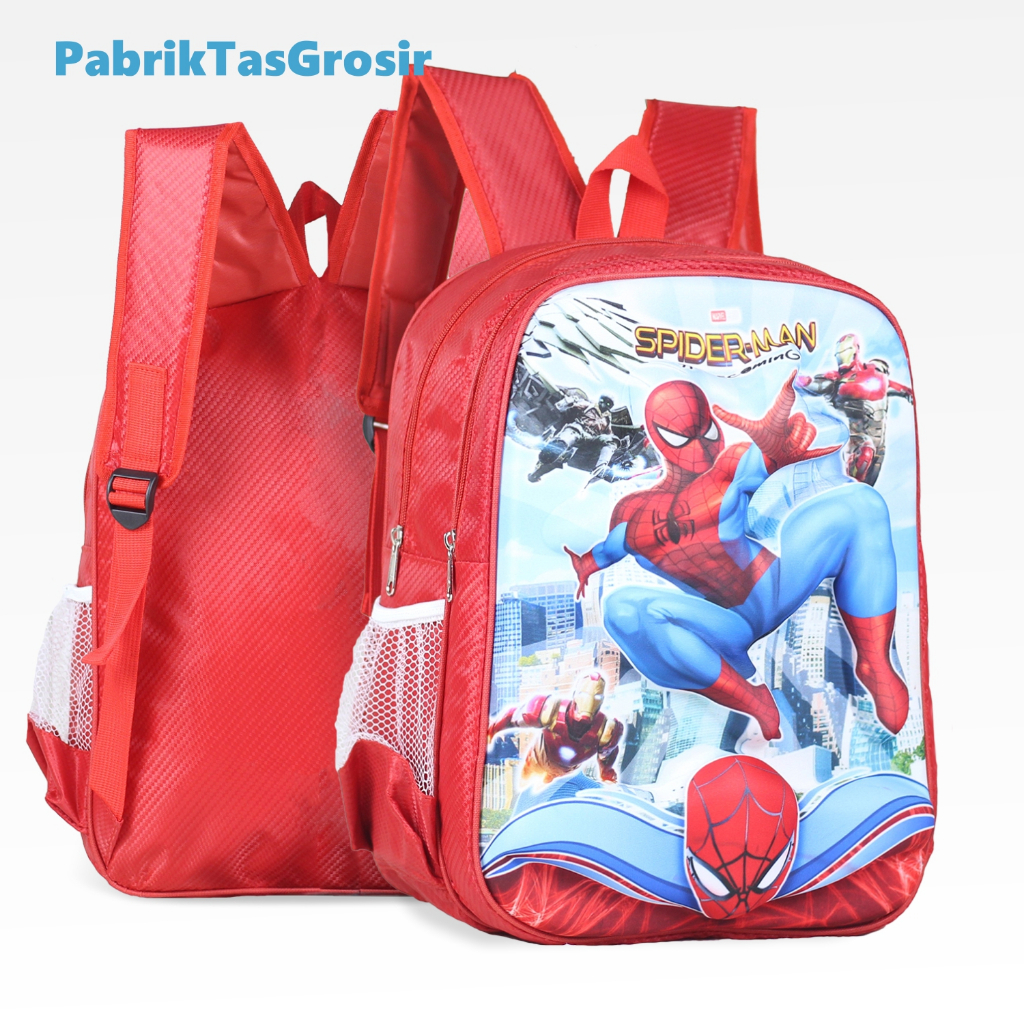 Tas Ransel Anak TK SD 3D Emboss Spiderman Marvel Terbaru Model Impor Bahan Kuat Awet Kapasitas Besar Muat Banyak backapck Impor Anak TK PAUD Timbul