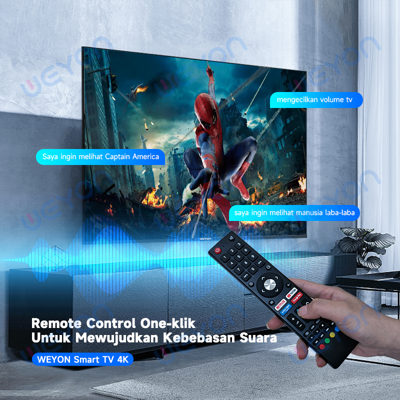 Weyon TV Andriod Smart 50/55/65 Inch Voice Control Digital TV Bluetooth Connectivity Wifi HDMI
