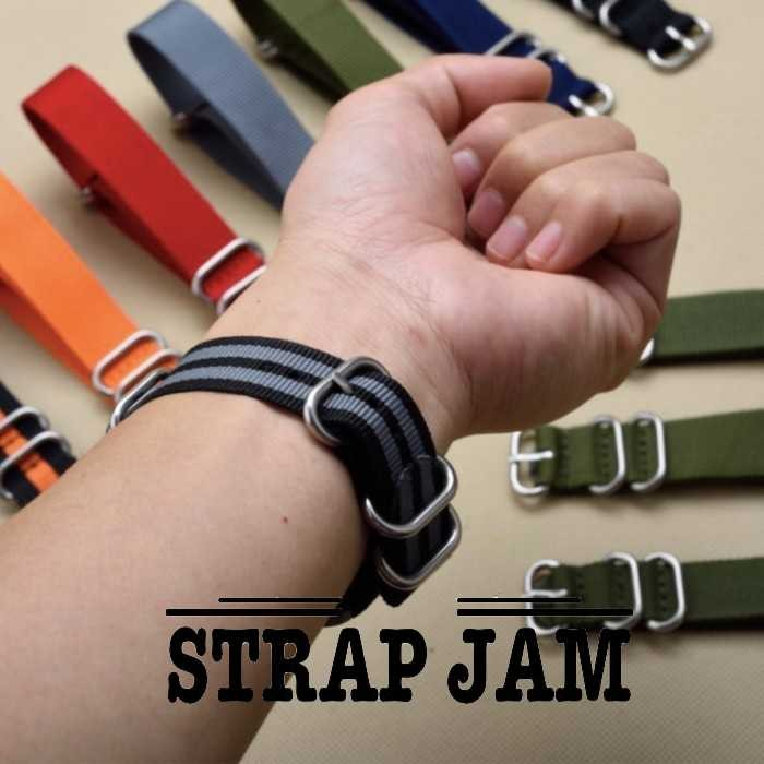 Zulu Nato Strap 20mm Casio MTP- V001L V002L V003L V004L V005L Nylon Kanvas Silver Metal Buckle - Tali Jam Tangan