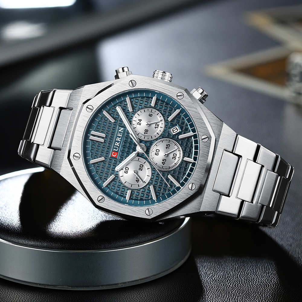 CURREN Jam Tangan Pria Anti Air Original Rantai Keren Terbaru Mewah Luxury Stainless Steel Kronograf Bercahaya Watch Men Cod Jam Tangan Cowok