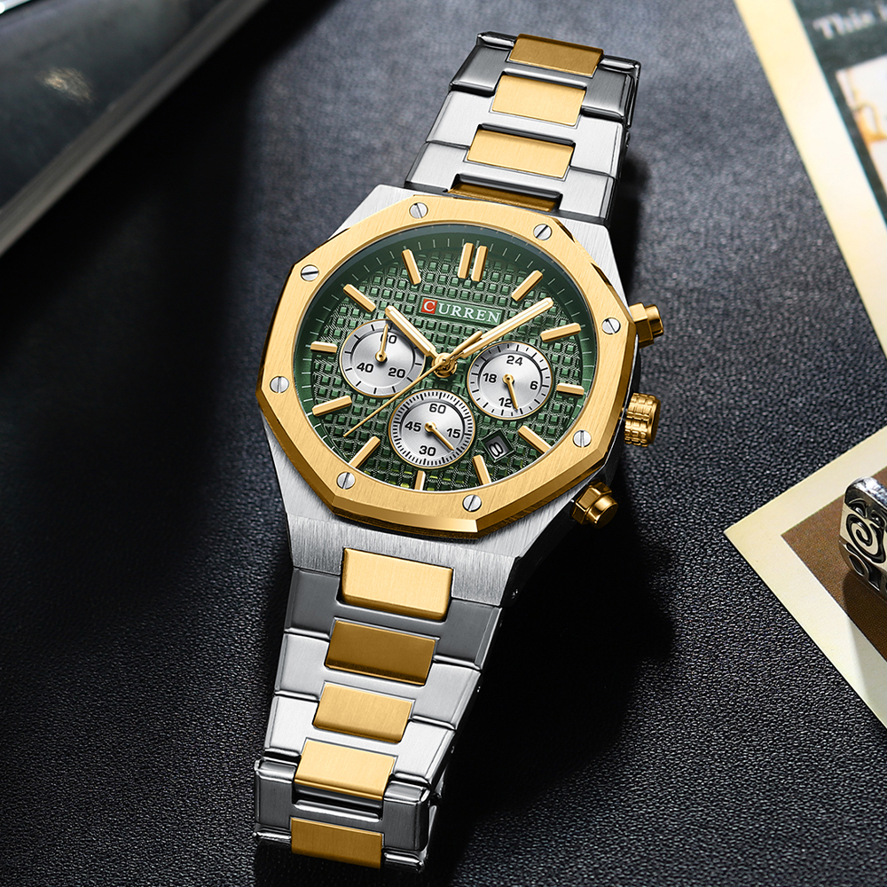 CURREN Jam Tangan Pria Anti Air Original Rantai Keren Terbaru Mewah Luxury Stainless Steel Kronograf Bercahaya Watch Men Cod Jam Tangan Cowok