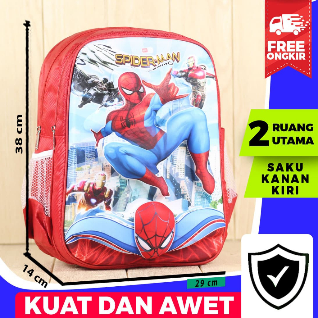 Tas Anak Laki Laki Tk Spiderman Merah 3D Tebal Ransel Sekolah Gendong Keren Anak SD Tas Merah Bagus TK Paud Termurah Ransel Timbul Sekolah Untuk Ngaji