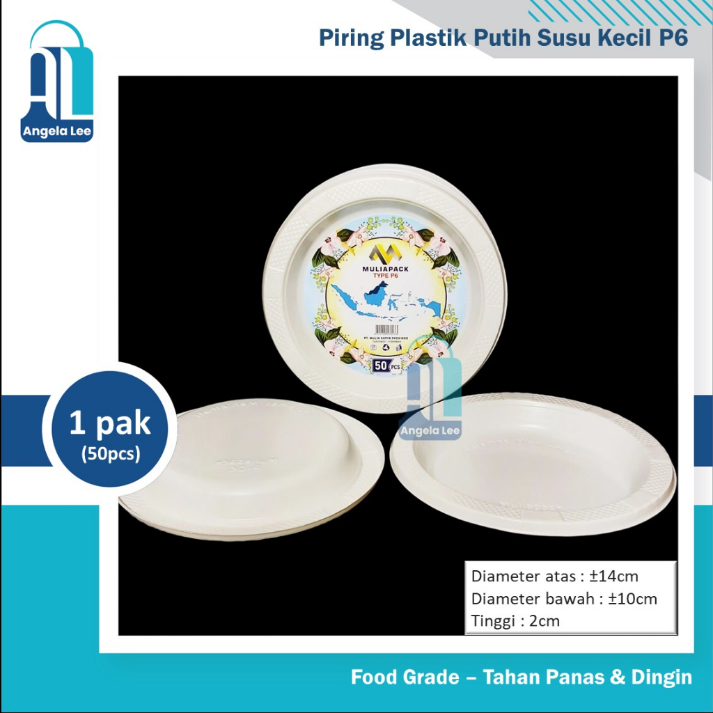 P6 Piring Makan Plastik Putih Susu Kecil isi 50pcs