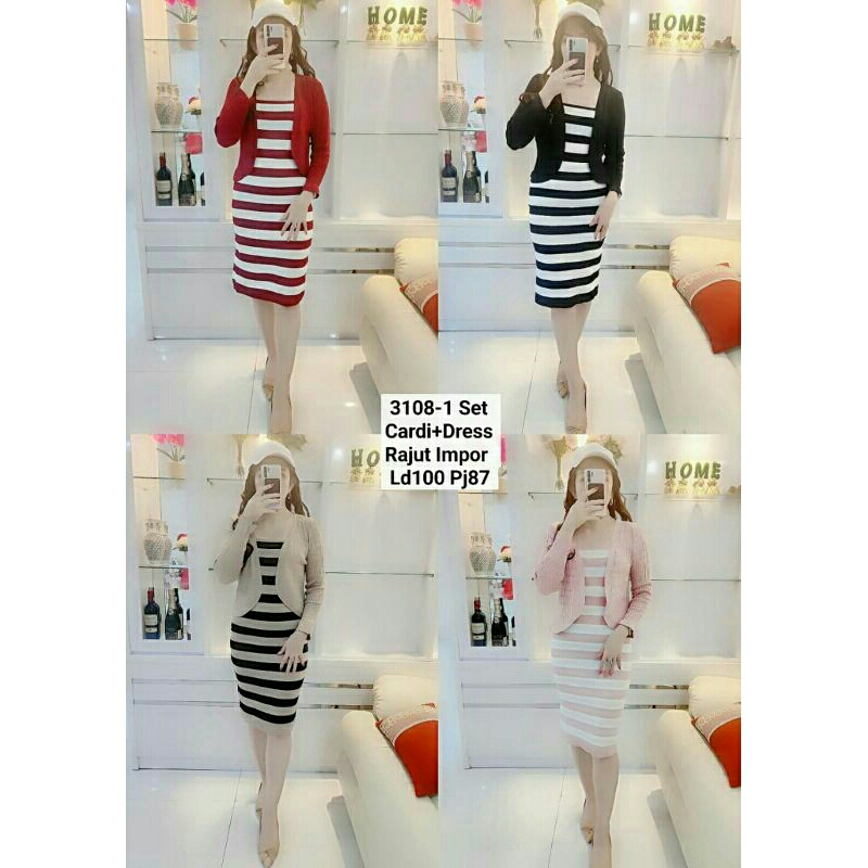 SET CARDI +DRESS RAJUT PREMIUM IMPORT 3108-1