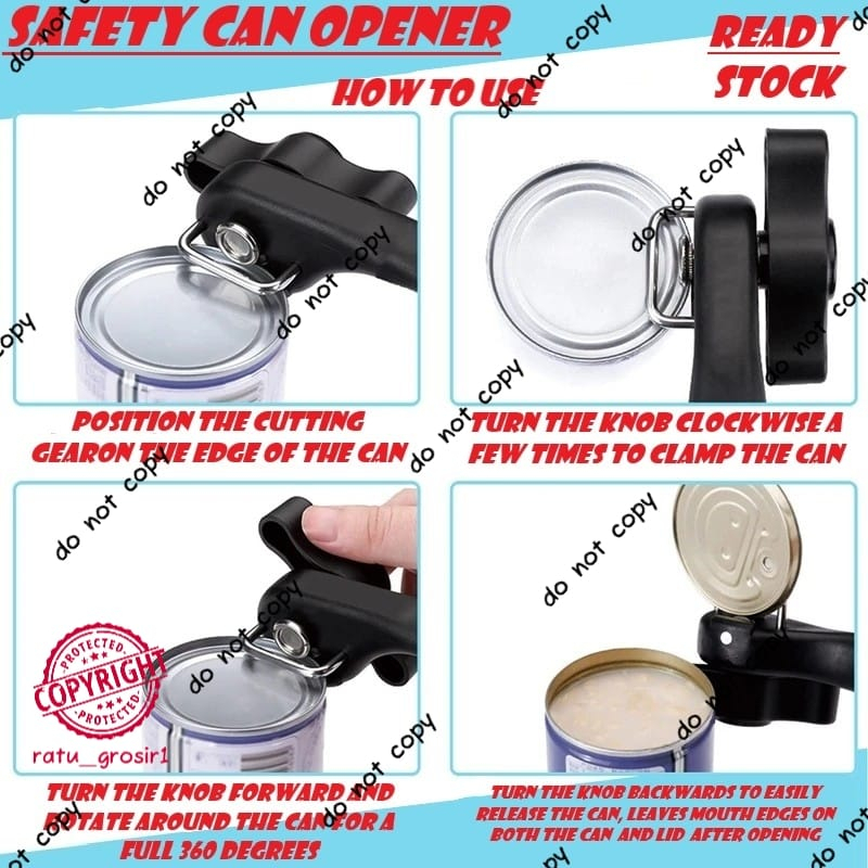 Safety Can Opener Alat Pembuka Kaleng Aman Side Cut Sealed Stainless