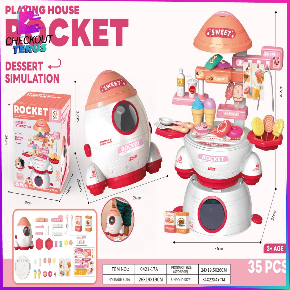 CT M323 Mainan Masak Masakan Anak Pretend Play Set Motif Rocket Unisex Mainan Edukasi Fast Food Simulation Kitchen Set Kids Toys Makeup