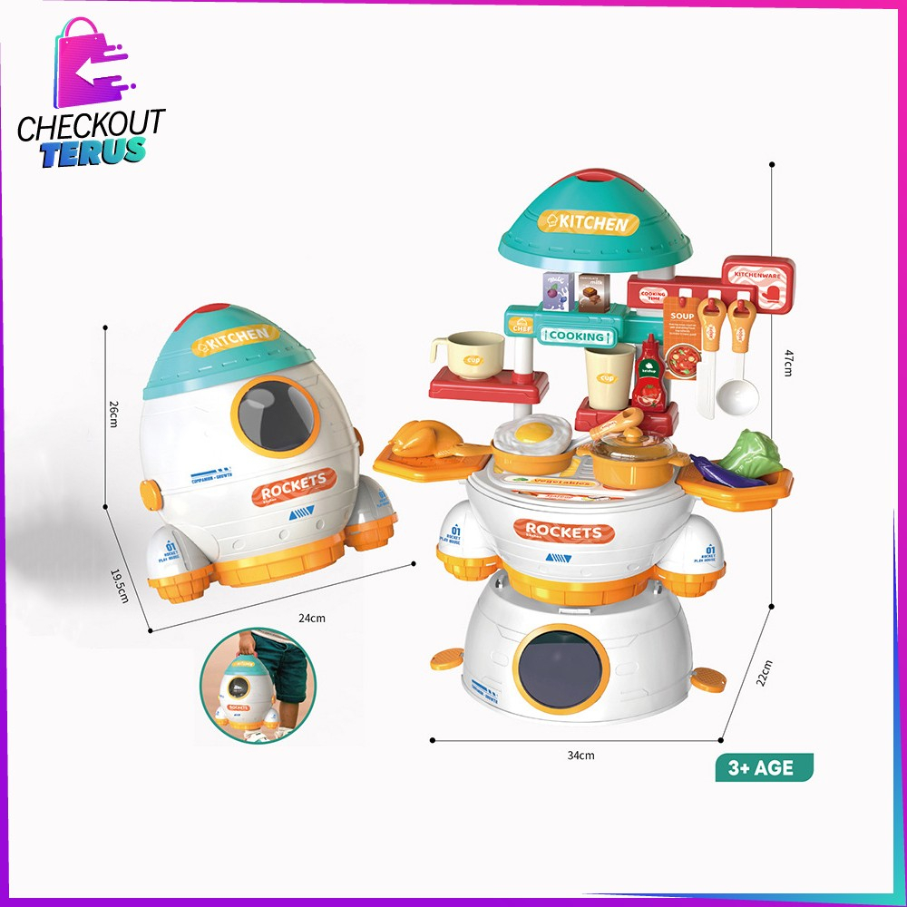 CT M323 Mainan Masak Masakan Anak Pretend Play Set Motif Rocket Unisex Mainan Edukasi Fast Food Simulation Kitchen Set Kids Toys Makeup