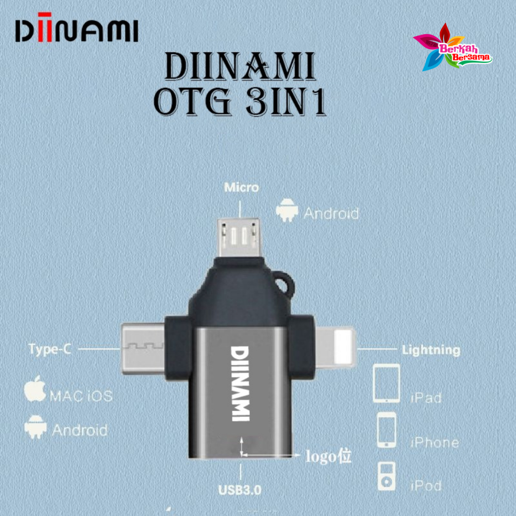 DIINAMI OTG 3in1 Type-C Lightning Micro USB Type C Android iPad Multi Devices BB8460