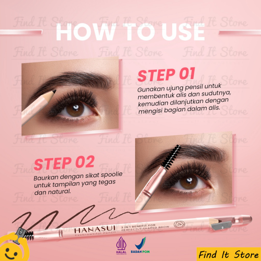 Hanasui Eye Makeup Series | Eyebrowtiful Pencil | Eyetractive Liner Pen | Pensil Alis | Eyeliner Spidol | ORIGINAL BPOM HALAL