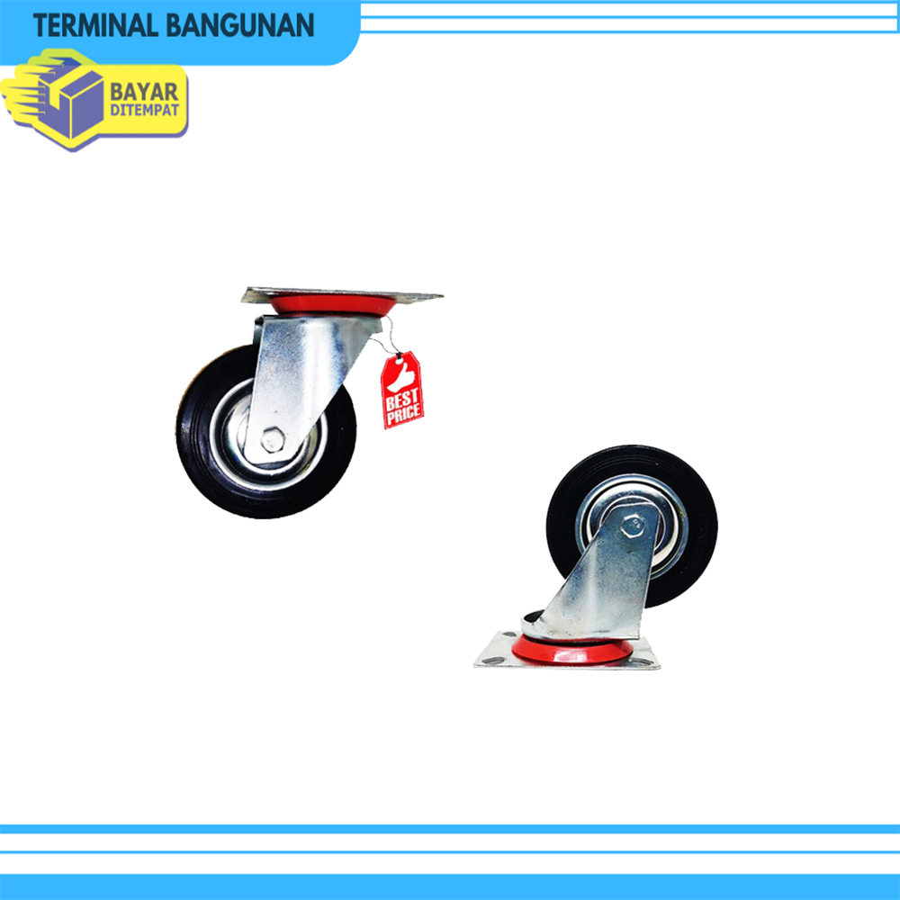 Roda Etalase 3 dan 4 inch Karet Hidup  tanpa Rem 1 Pc