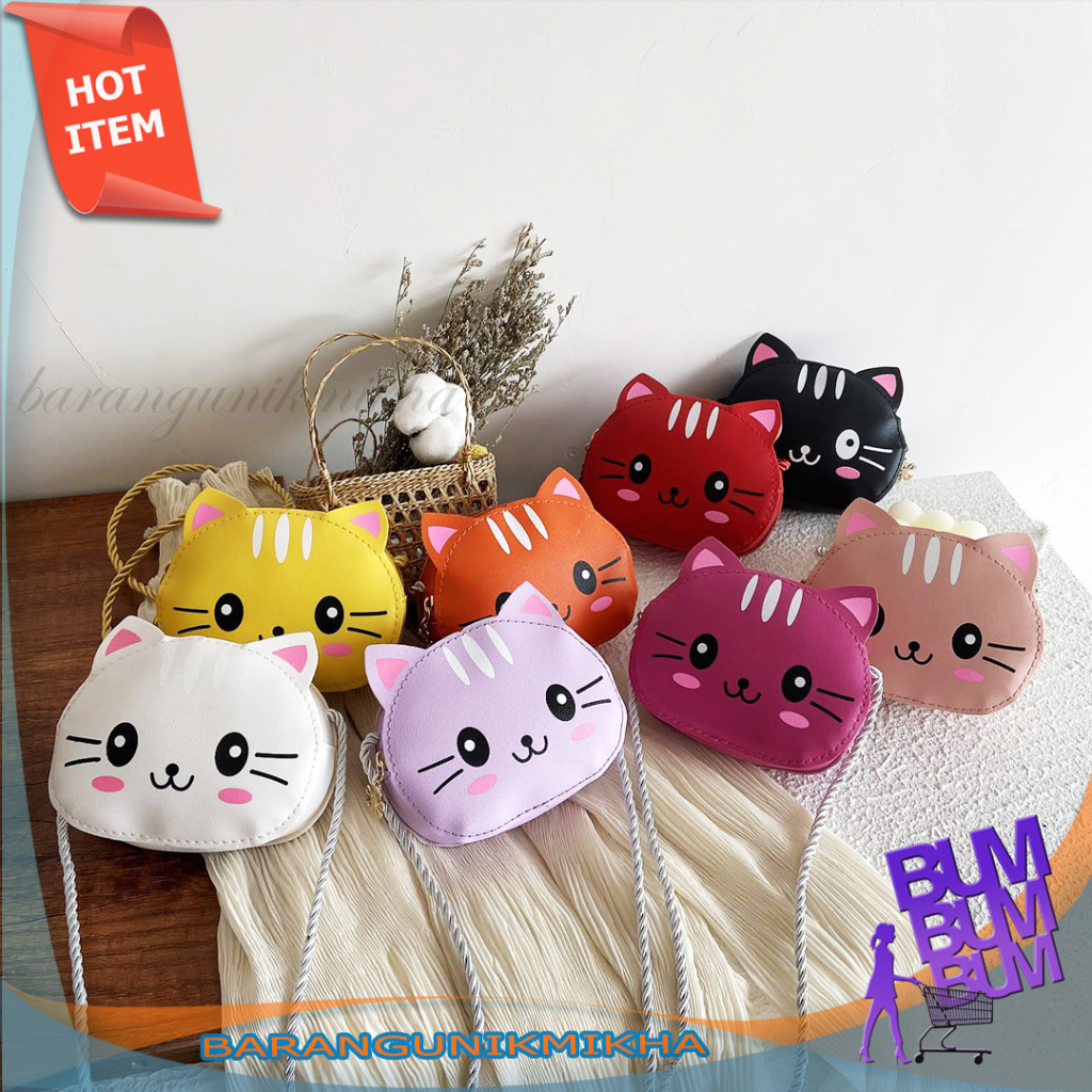 Tas Selempang Anak MINI / KECIL Motif Binatang Kucing Tali Sling Bag - BUM