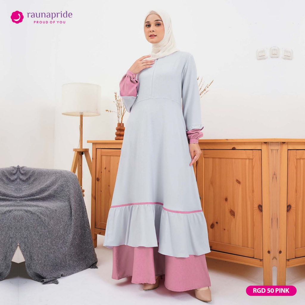 Baju Gamis Wanita Dewasa / Rauna GD-50 / Fashion Muslim Kekinian