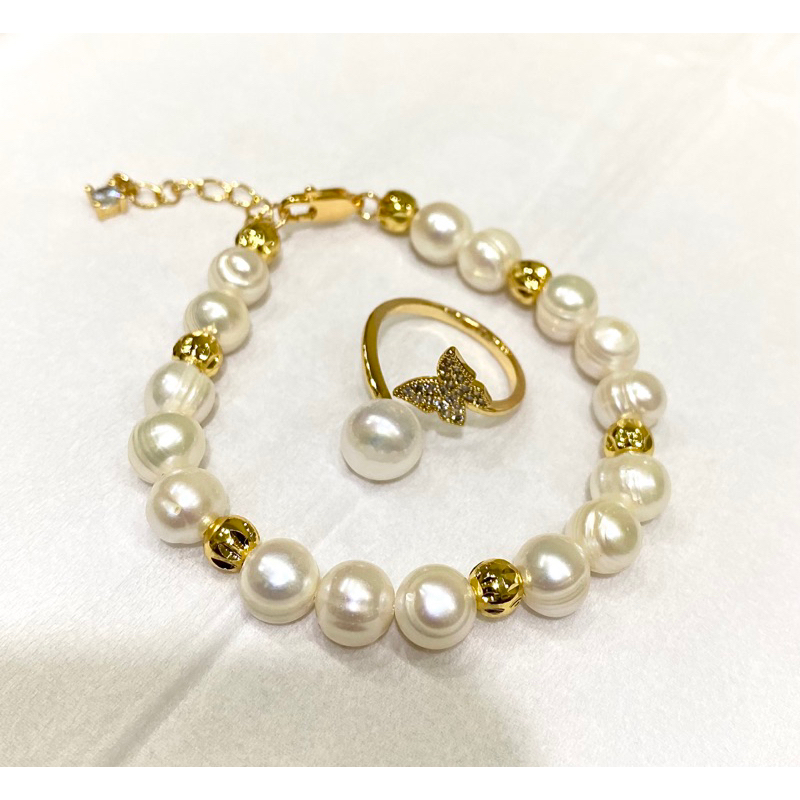 Set perhiasan mutiara lombok asli || Set perhiasan mutiara tawar || Cincin mutiara || Gelang mutiara