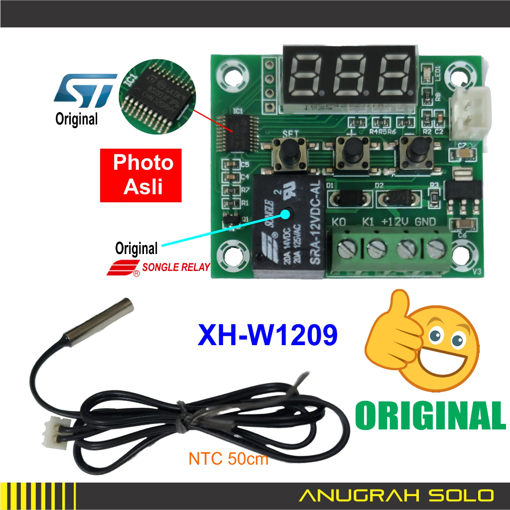 Digital Thermostat Temperature Control PCB W1209 Kontrol Suhu Digital