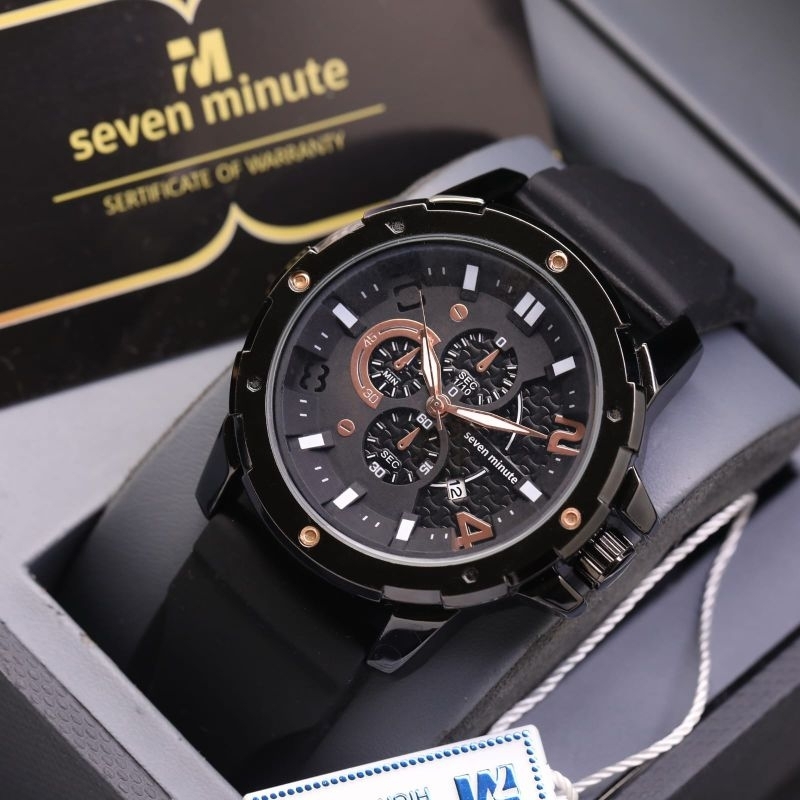 Jam Tangan Pria Original Seven Minute M729 Rubber Water Resist