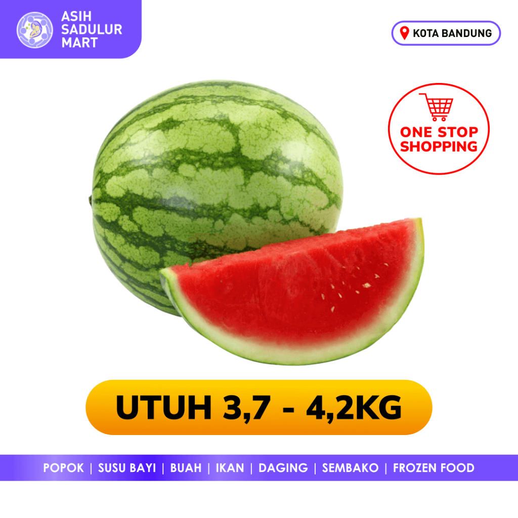 Semangka Utuh 3,7kg - 4,2kg 1 Buah Manis &amp; Segar Promo Bandung | Asih Sadulur Mart