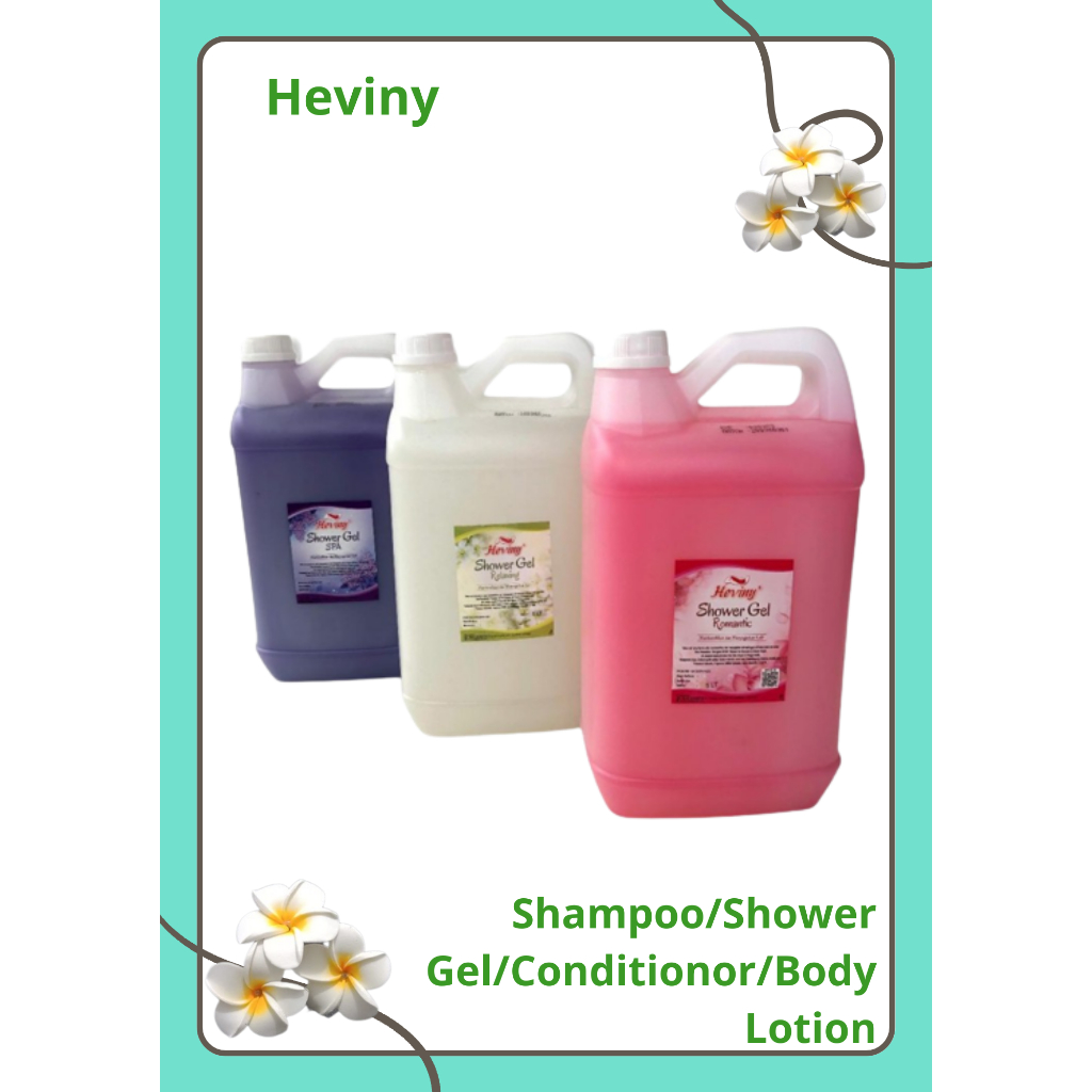 HEVINY Jerigen 5 L | Shampo | Shower Gel Sabun Cair  | Conditioner  & Body Lotion Harum Wangi Murah 