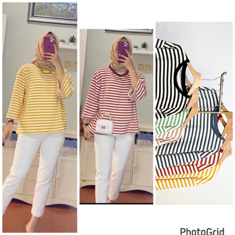 kaos wanita crop salur kaos import