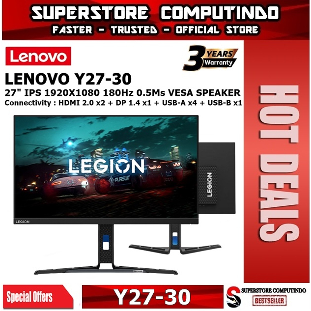 Monitor LED Lenovo Y27-30 27&quot; IPS 1080p 180Hz 0.5ms HDMI DP Speaker