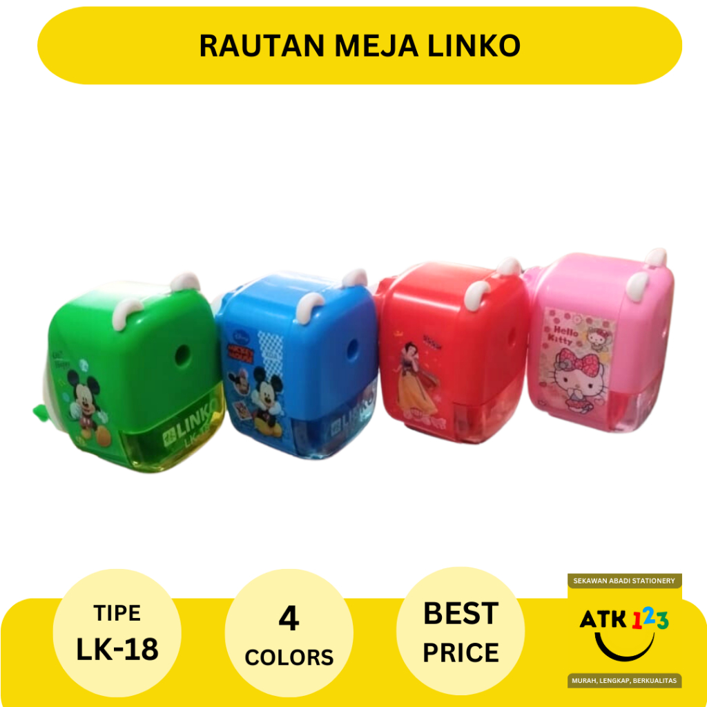 Rautan Pensil Meja Putar Linko LK-18 Karakter Fancy Mickey Kitty Snow