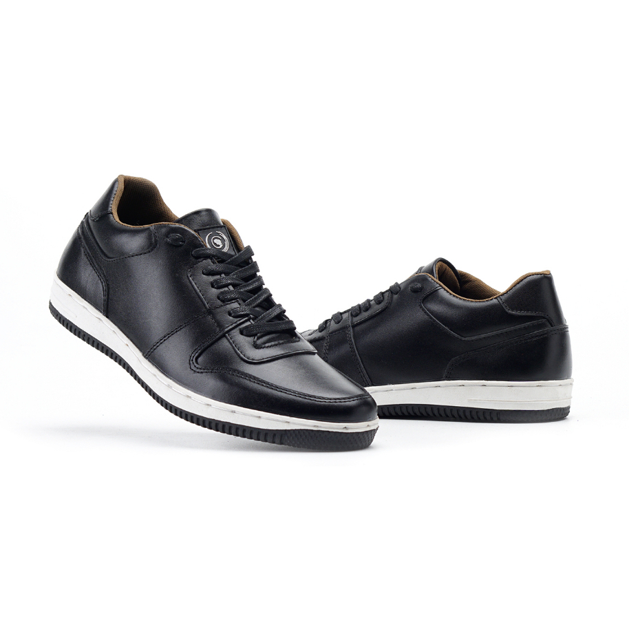 Sepatu Sneakers Pria Casual Shoes Cowok Laki Premium Kulit Asli Kerja Kuliah Hangout Original Greata Cyrus Black