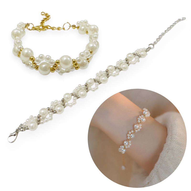 Nabila Korean Pearl Bracelet Gelang Korea Mutiara Anyam