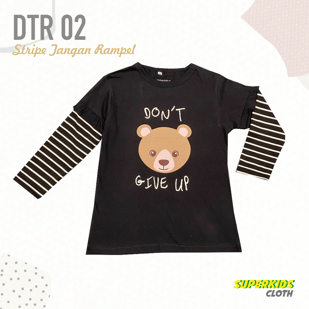 BAJU ANAK PEREMPUAN / KAOS ANAK PEREMPUAN / KAOS ANAK CEWEK STRIPE LENGAN PANJANG MOTIF BERUANG ECER GROSIR BRAND SUPERKSIDCLOTH 1 - 11 TAHUN