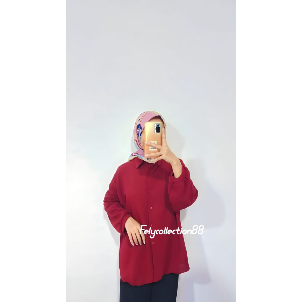 Ha-ri Shirt Kemeja Wanita Oversize Basic//Atasan Kemeja Kekinian SR.005