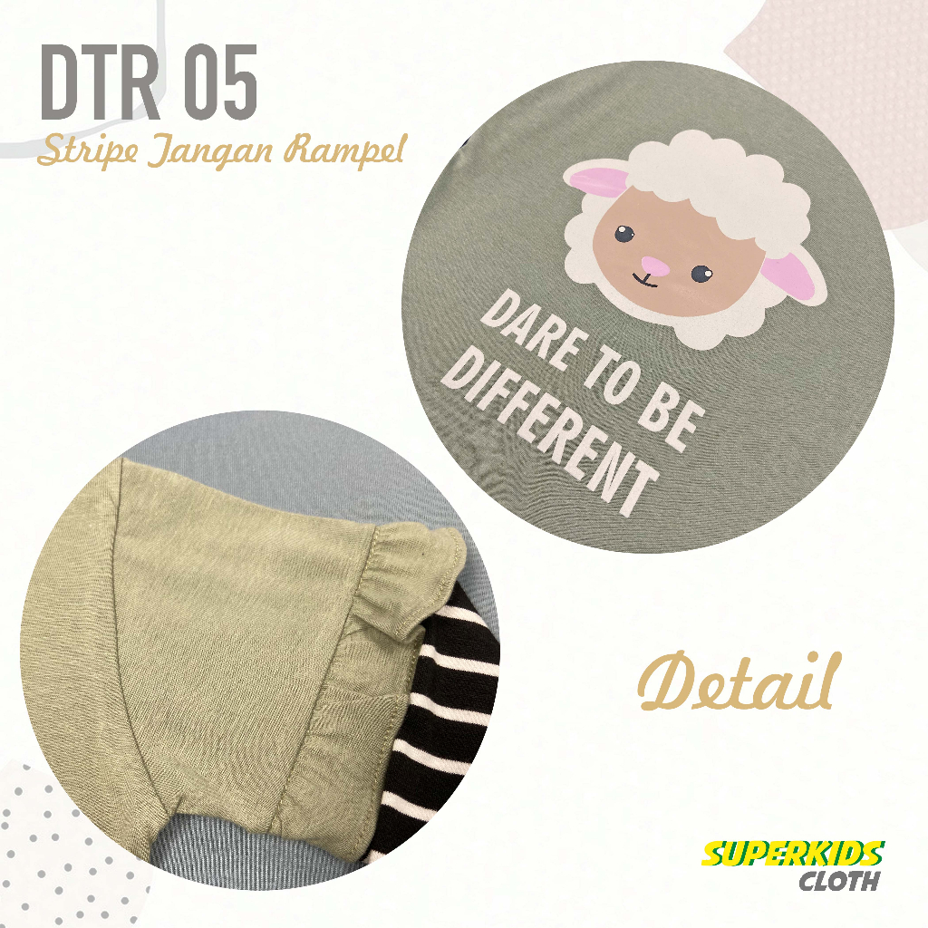 BAJU ANAK PEREMPUAN / KAOS ANAK PEREMPUAN / KAOS ANAK CEWEK STRIPE LENGAN PANJANG MOTIF DOMBA ECER GROSIR BRAND SUPERKSIDCLOTH 1 - 11 TAHUN