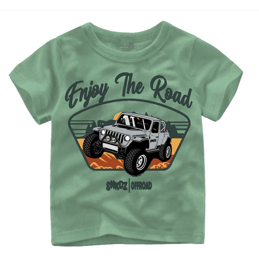 Baju Kaos Distro Anak MobilJeep // Warna HijauTosca
