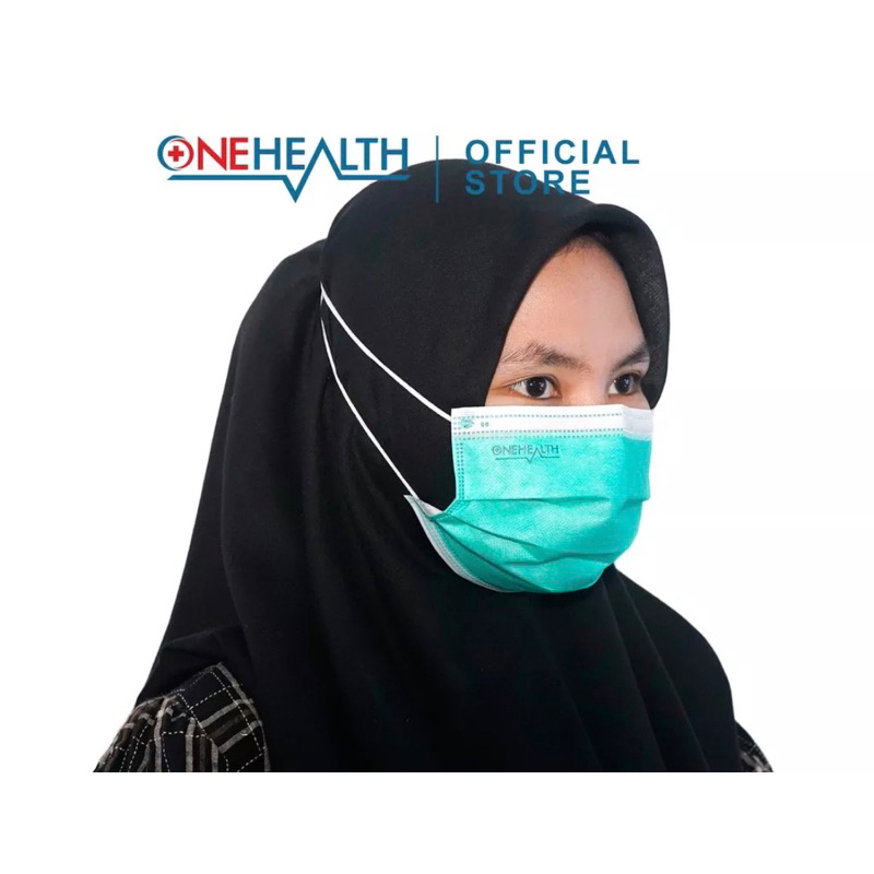 MASKER HIJAB BIRU / MASKER MEDIS HEADLOOP 3PLY SURGICAL FACE MASK