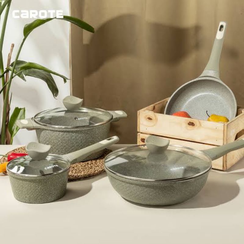 Carote Terra Green Set isi  4(wok 28cm, casserole 24cm, frypan 24cm & saucepan 16 cm)