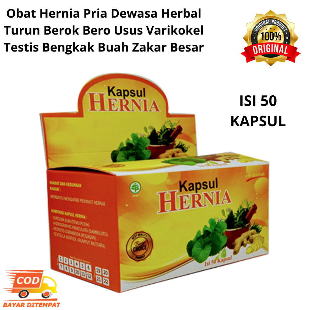 Hernia - Kapsul Hernia Original Isi 50 kapsul - Ash Shihhah Kapsul Obat Herbal Hernia ampuh