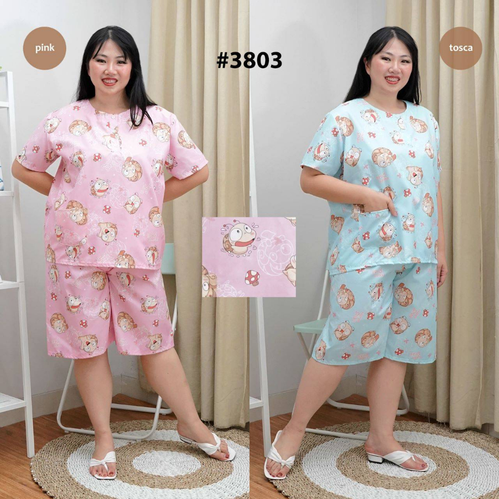 PEPOY - Setelan Pendek HP Jumbo LD 120 XXL motif karakter dan bunga Piyama jumbo celana pendek xxl