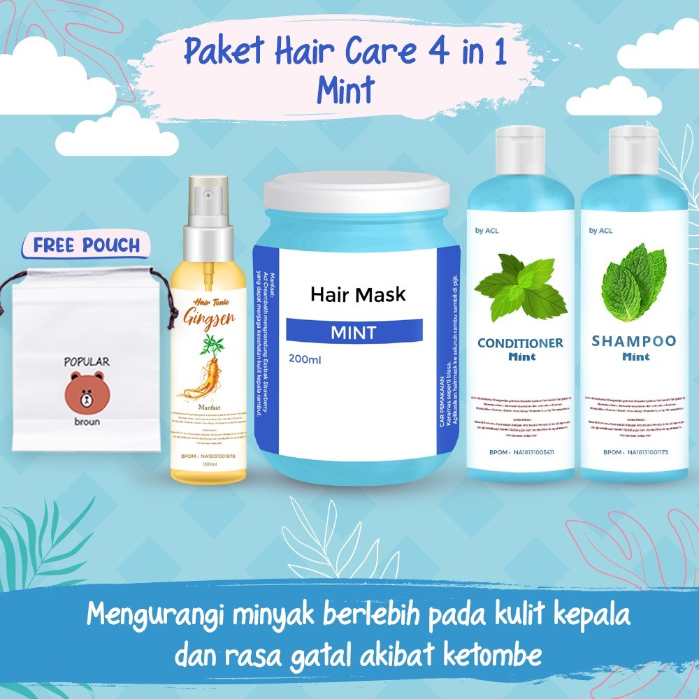 [BPOM] PAKET HAIR CARE 4IN1 / PAKET HEMAT HAIR CARE / HAMPERS HAIR MASK FREE POUCH / HAMPERS HAIR CARE ISI 4 PCS