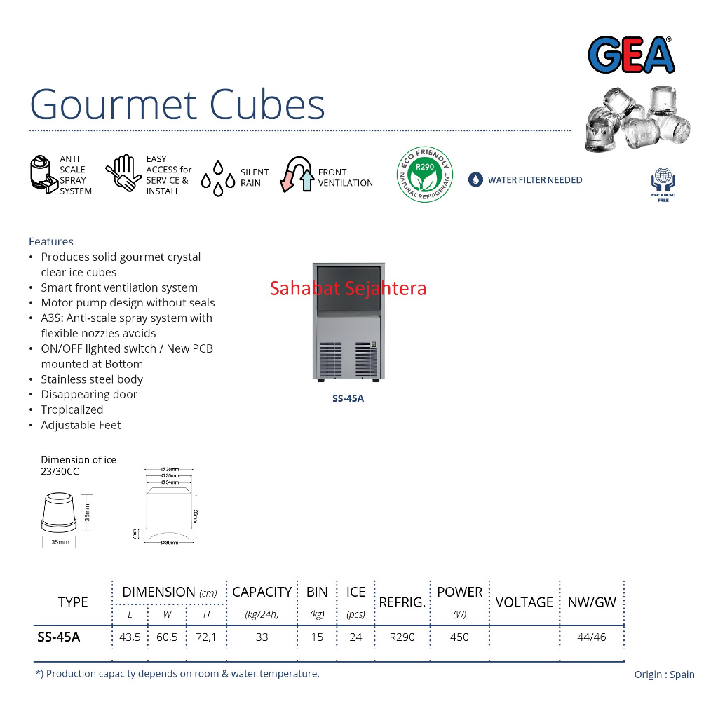 GEA Gourmet SS-45A Mesin Pembuat Es