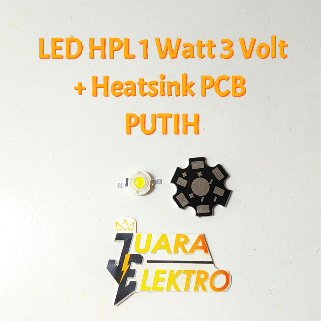 (1 PCS) Lampu LED HPL 1 Watt 3 Volt + Heatsink PCB PUTIH | Lampu LED 7mm Putih dengan PCB