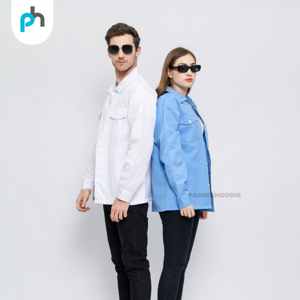 PABRIKHOODIE- JAKET KEMEJA COUPLE KEMEJA JAKET POLOS COUPLE {PRIA &amp; WANITA} M-XXL