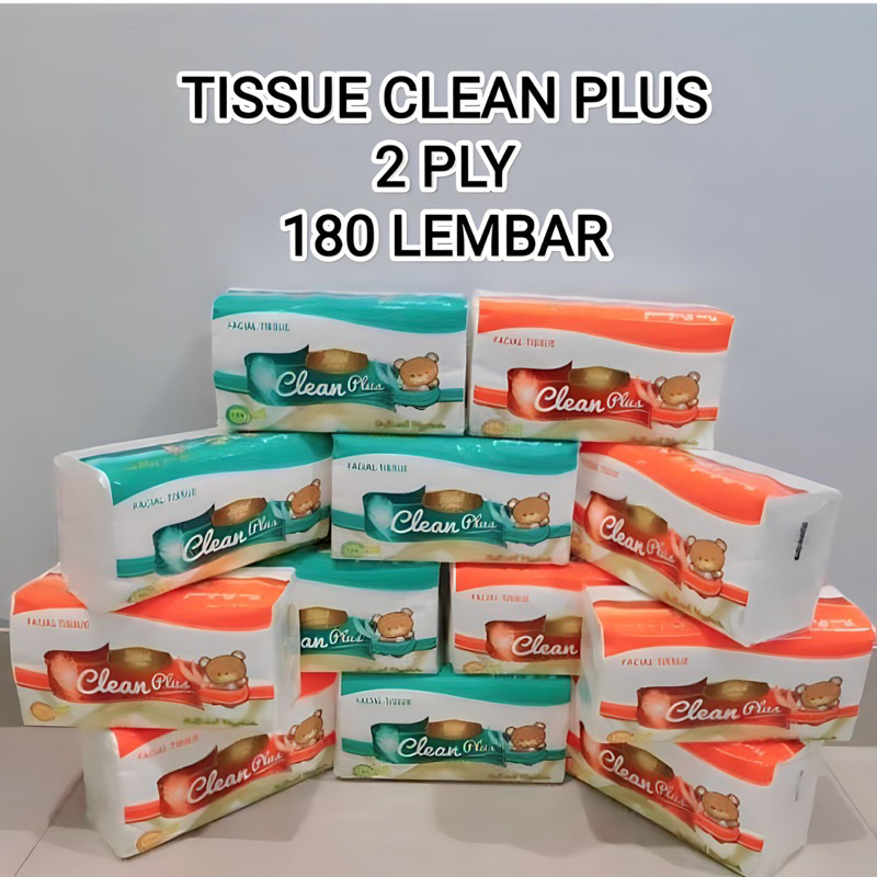 Clean Plus Softpack Tissue 180 Sheets Beruang 2 PLY