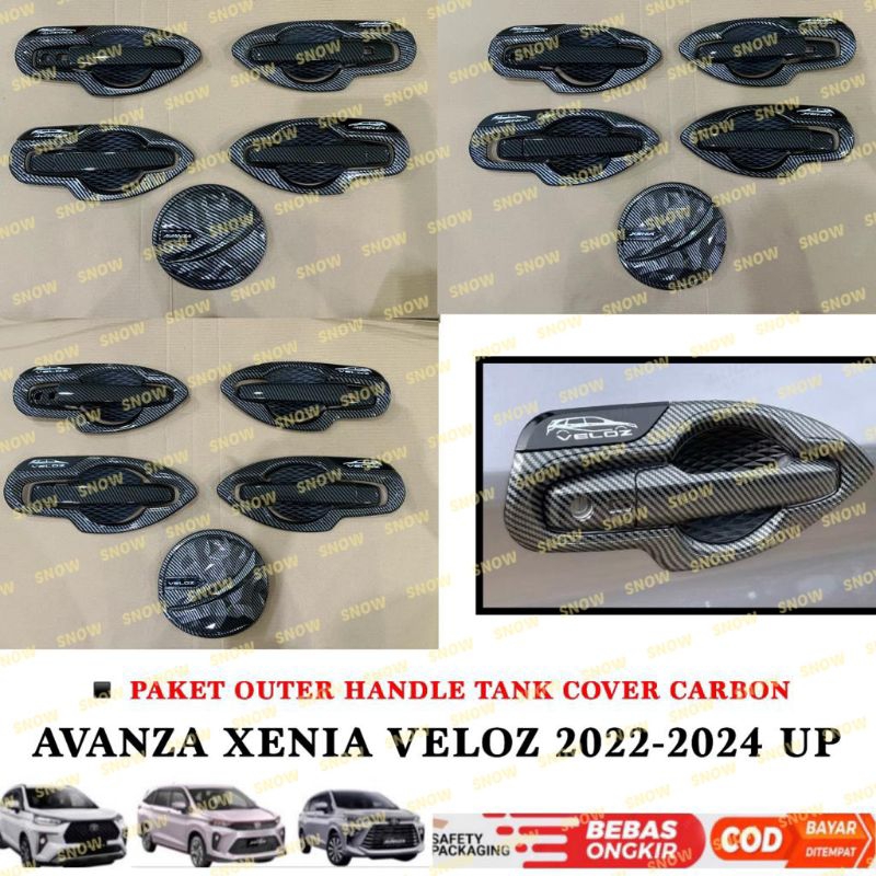 Paket Outer Handle Tank Cover Avanza Xenia Veloz 2021 2022 2023 2024 UP Carbon