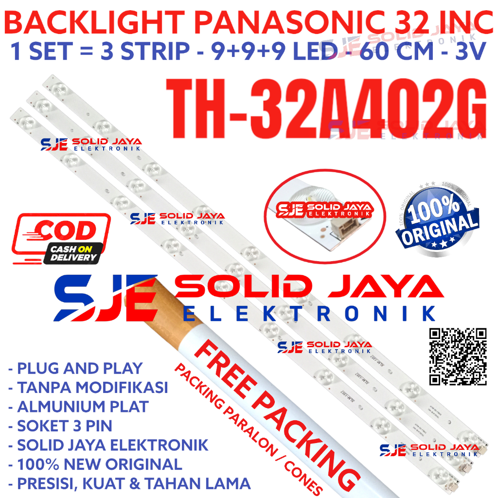 BACKLIGHT TV LED PANASONIC 32 INC TH 32A402G 32A402 TH32A402G TH-32A402G TH32A402 TH-32A402 32A LAMPU BL 9K 9KANCING 9LED 9 KANCING 3V 32INCH 32IN