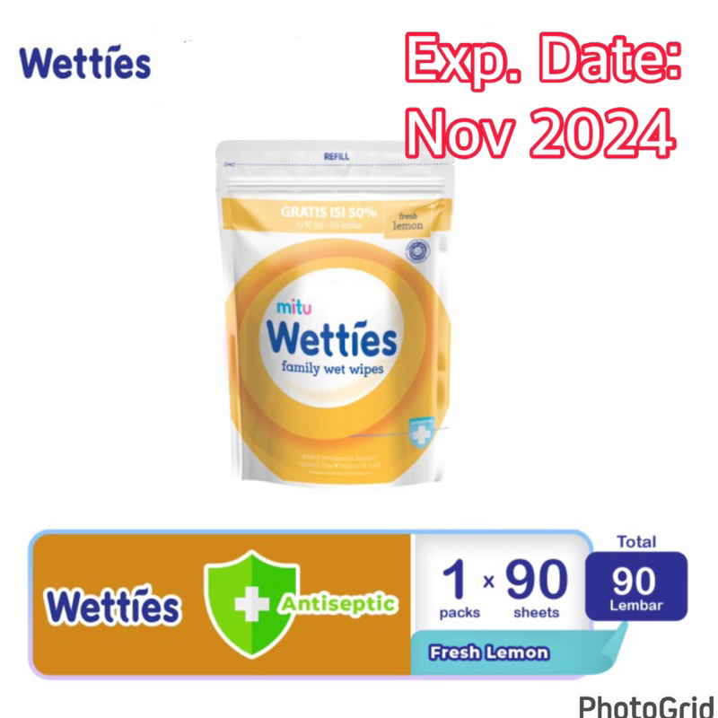 Exp. Date Nov 2024 MITU Wetties Family Wet Wipes Wet Tissue Tisue Basah Refill / Botol isi 90s