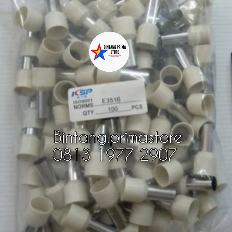 Skun Kabel Ferrules / Scun Botol Ukuran 35 mm Warna Beige Putih